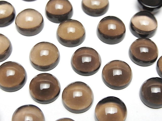 [Video]High Quality Smoky Quartz AAA Round Cabochon 10x10mm 3pcs