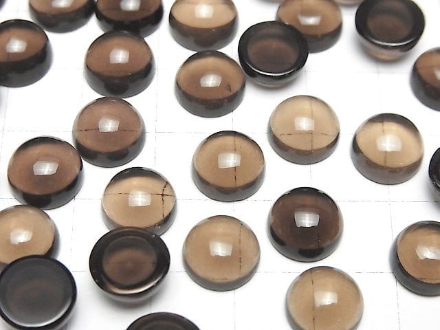 [Video]High Quality Smoky Quartz AAA Round Cabochon 10x10mm 3pcs