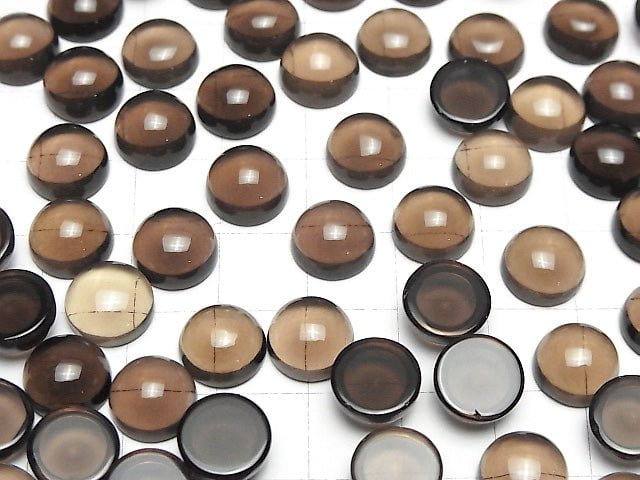 [Video]High Quality Smoky Quartz AAA Round Cabochon 10x10mm 3pcs