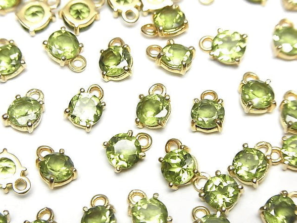 [Video] High Quality Peridot AAA Bezel Setting Round Faceted 5x5mm 18KGP 3pcs