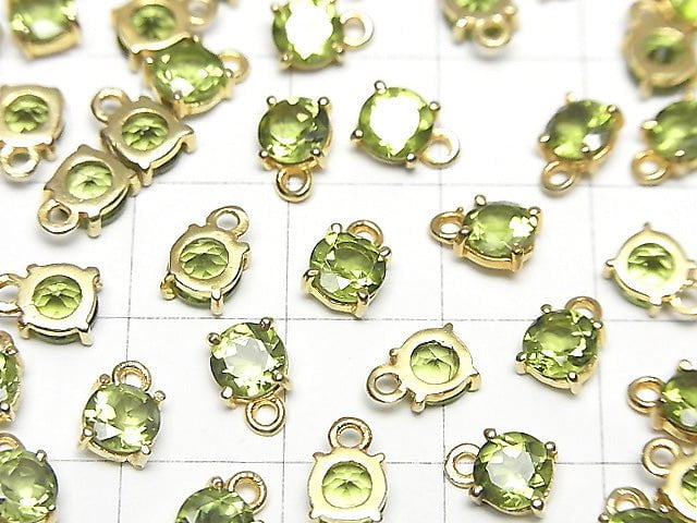 [Video] High Quality Peridot AAA Bezel Setting Round Faceted 5x5mm 18KGP 3pcs