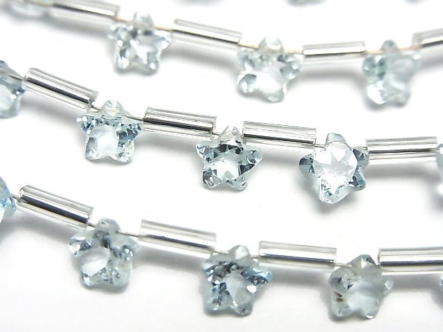 [Video] High Quality Sky Blue Topaz AAA- Faceted Star 6x6mm 1strand (8pcs )