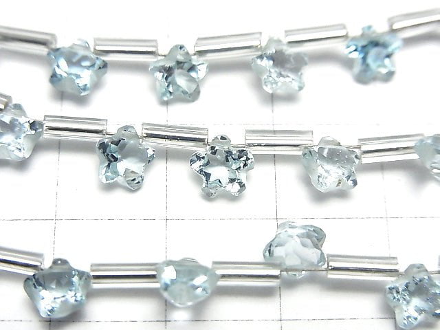 [Video] High Quality Sky Blue Topaz AAA- Faceted Star 6x6mm 1strand (8pcs )