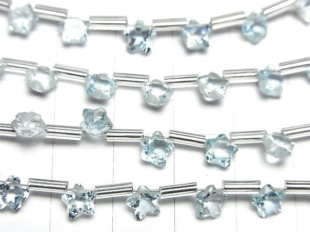 [Video] High Quality Sky Blue Topaz AAA- Faceted Star 6x6mm 1strand (8pcs )