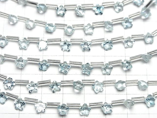 [Video] High Quality Sky Blue Topaz AAA- Faceted Star 6x6mm 1strand (8pcs )