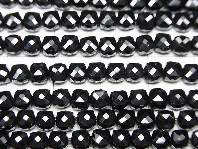 High Quality! Black Spinal AAA Cube Shape 4x4x4mm half or 1strand beads (aprx.15inch / 37cm)