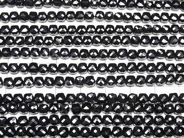 High Quality! Black Spinal AAA Cube Shape 4x4x4mm half or 1strand beads (aprx.15inch / 37cm)