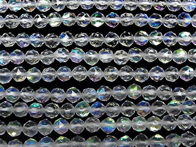 [Video] High Quality! Luna Flash Star Faceted Round 6mm 1strand beads (aprx.15inch / 37cm)
