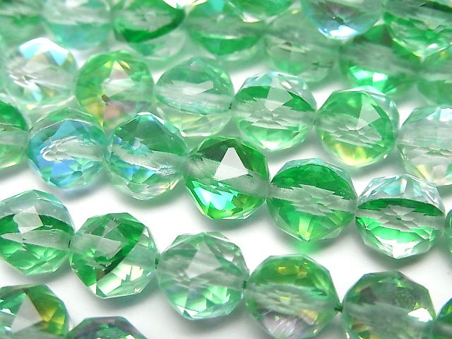 [Video] High Quality! Green Luna Flash Star Faceted Round 8mm 1strand beads (aprx.15inch / 36cm)