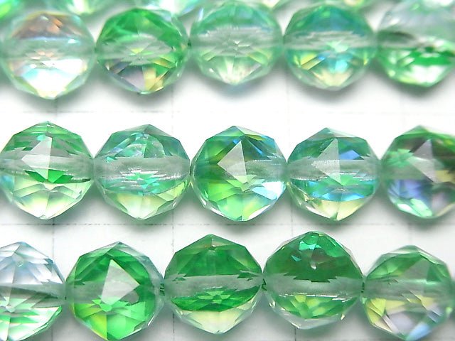 [Video] High Quality! Green Luna Flash Star Faceted Round 8mm 1strand beads (aprx.15inch / 36cm)