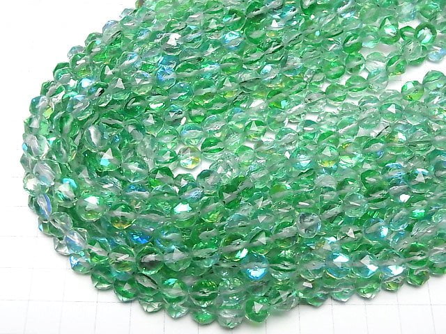 [Video] High Quality! Green Luna Flash Star Faceted Round 8mm 1strand beads (aprx.15inch / 36cm)