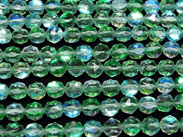 [Video] High Quality! Green Luna Flash Star Faceted Round 8mm 1strand beads (aprx.15inch / 36cm)