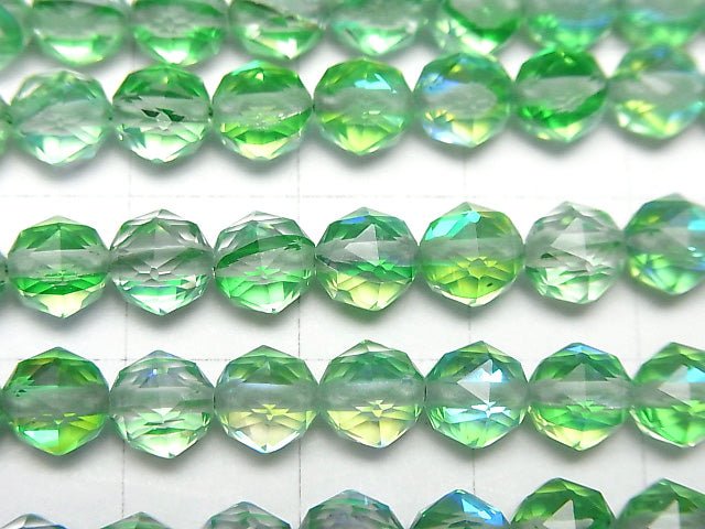 [Video] High Quality! Green Luna Flash Star Faceted Round 6mm 1strand beads (aprx.15inch / 37cm)