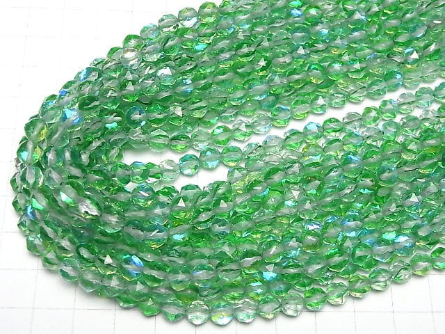 [Video] High Quality! Green Luna Flash Star Faceted Round 6mm 1strand beads (aprx.15inch / 37cm)