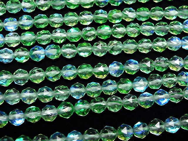 [Video] High Quality! Green Luna Flash Star Faceted Round 6mm 1strand beads (aprx.15inch / 37cm)