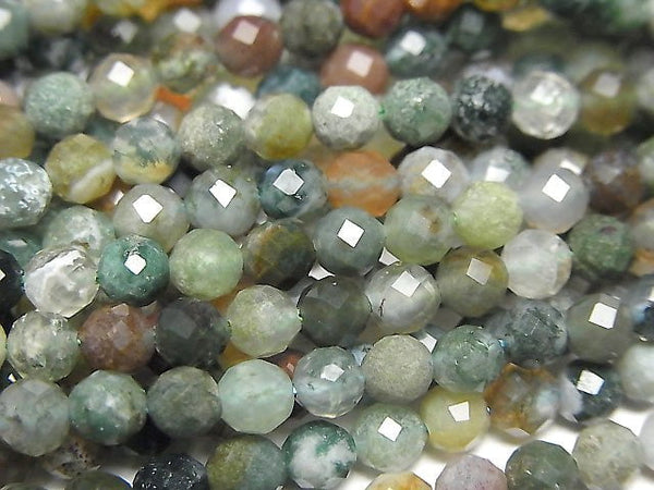 [Video] High Quality! Indian Agate 32 Faceted Round 4 mm 1strand beads (aprx.15 inch / 38 cm)