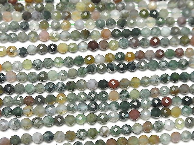 [Video] High Quality! Indian Agate 32 Faceted Round 4 mm 1strand beads (aprx.15 inch / 38 cm)