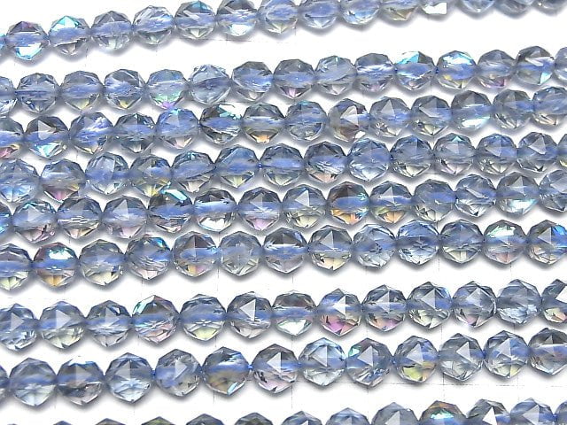 [Video] High Quality! Blue Luna Flash Star Faceted Round 6mm 1strand beads (aprx.15inch / 37cm)