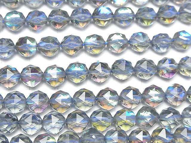 [Video] High Quality! Blue Luna Flash Star Faceted Round 8mm 1strand beads (aprx.15inch / 37cm)