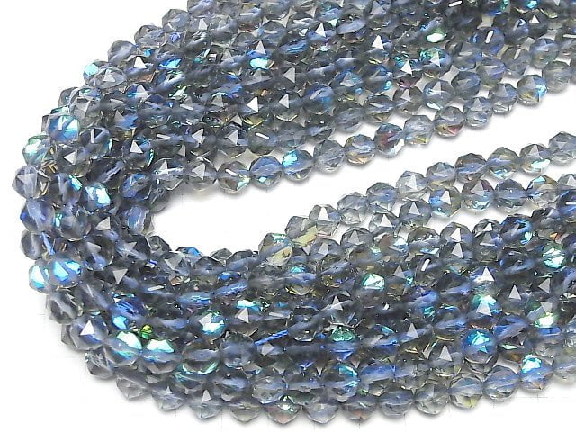 [Video] High Quality! Blue Luna Flash Star Faceted Round 8mm 1strand beads (aprx.15inch / 37cm)