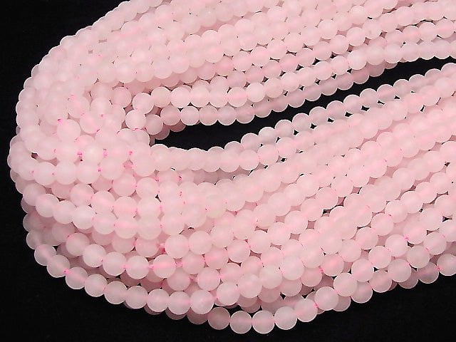 [Video] Frost Rose Quartz Round 6mm 1strand beads (aprx.15inch / 38cm)