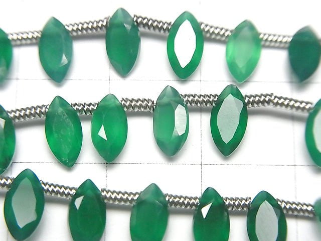 [Video] High Quality Green Onyx AAA Marquise Faceted 8x4mm 1strand beads (aprx.5inch / 13cm)