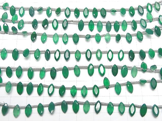 [Video] High Quality Green Onyx AAA Marquise Faceted 8x4mm 1strand beads (aprx.5inch / 13cm)