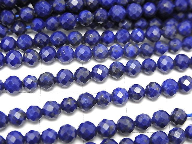 [Video]High Quality! Lapislazuli AAA Faceted Round 4mm half or 1strand beads (aprx.15inch/38cm)