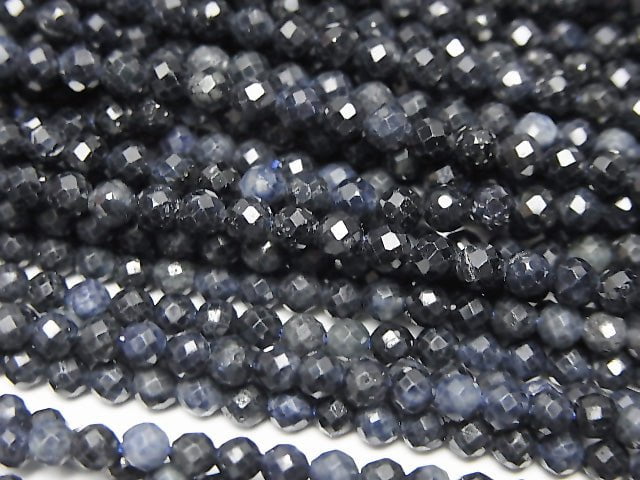 [Video]High Quality! Sapphire AA Faceted Round 3mm 1strand beads (aprx.15inch/36cm)