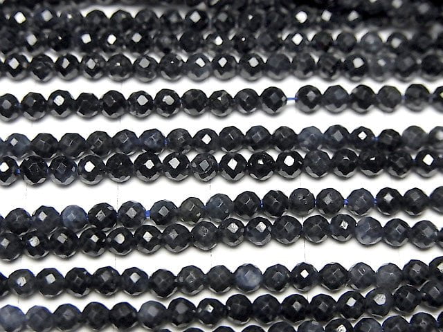 [Video]High Quality! Sapphire AA Faceted Round 3mm 1strand beads (aprx.15inch/36cm)