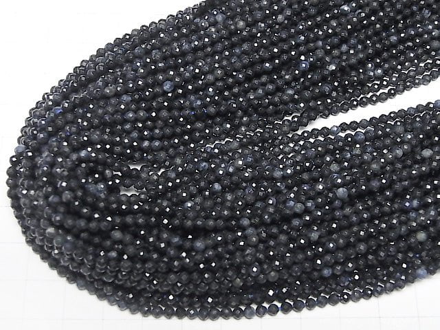 [Video]High Quality! Sapphire AA Faceted Round 3mm 1strand beads (aprx.15inch/36cm)