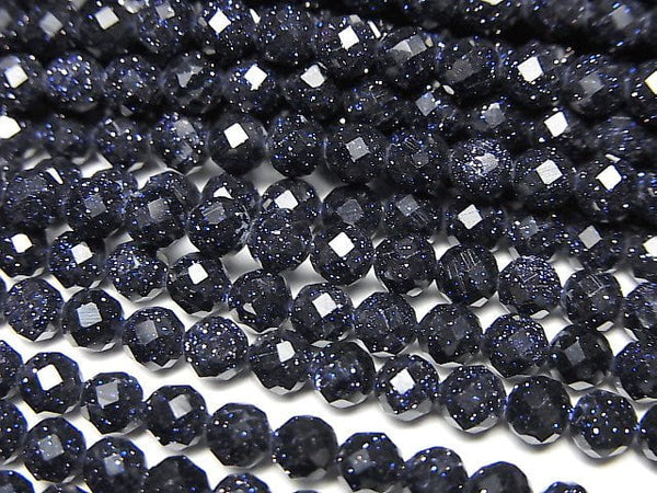 High Quality!  Blue Golden Sand Stone  Faceted Round 4mm  1strand beads (aprx.15inch/37cm)