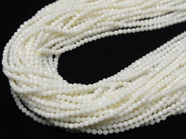 1strand $11.79! White Coral (white coral) Faceted Round 2mm 1strand beads (aprx.15inch / 38cm)