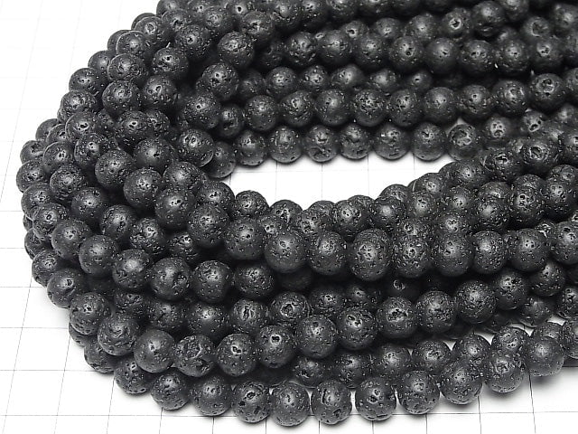 Black Lava Round 8mm 1strand beads (aprx.14inch/34cm)