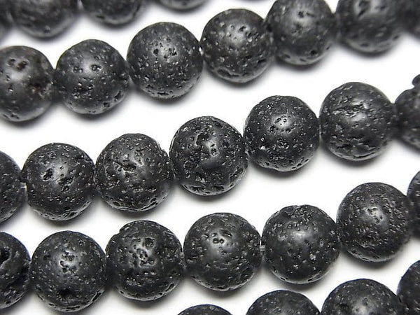 Black Lava Round 8mm 1strand beads (aprx.14inch/34cm)