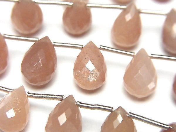 [Video] High Quality Orange Moonstone AAA- Drop Faceted Briolette half or 1strand beads (aprx.7inch / 18cm)