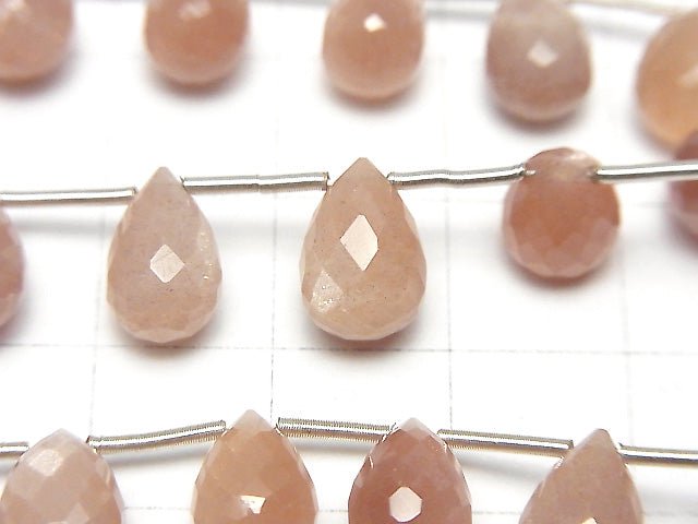 [Video] High Quality Orange Moonstone AAA- Drop Faceted Briolette half or 1strand beads (aprx.7inch / 18cm)