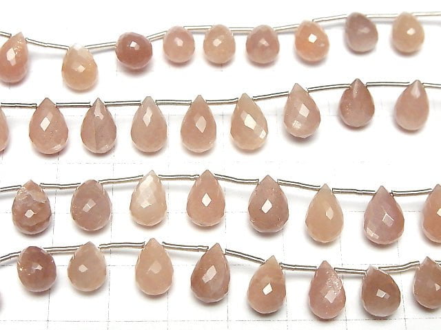 [Video] High Quality Orange Moonstone AAA- Drop Faceted Briolette half or 1strand beads (aprx.7inch / 18cm)