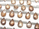 [Video] Natural Zircon AA++ Pear shape Faceted Briolette Brown 1strand beads (aprx.7inch / 18cm)
