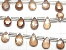 [Video] Natural Zircon AA++ Pear shape Faceted Briolette Brown 1strand beads (aprx.7inch / 18cm)