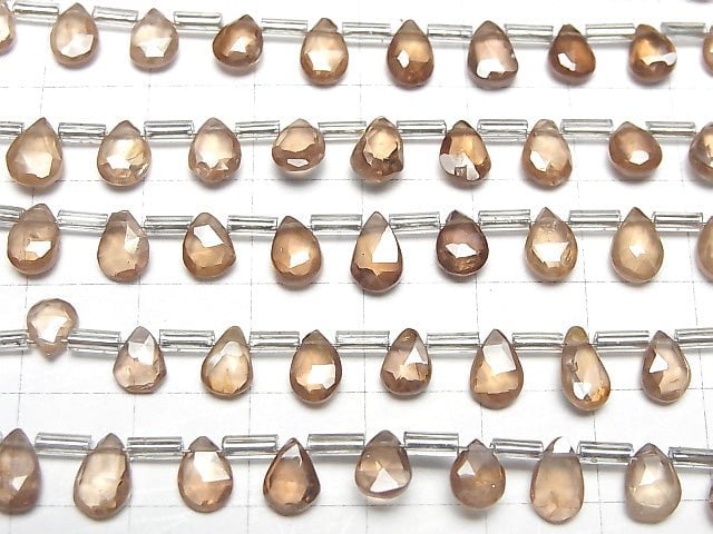 [Video] Natural Zircon AA++ Pear shape Faceted Briolette Brown 1strand beads (aprx.7inch / 18cm)