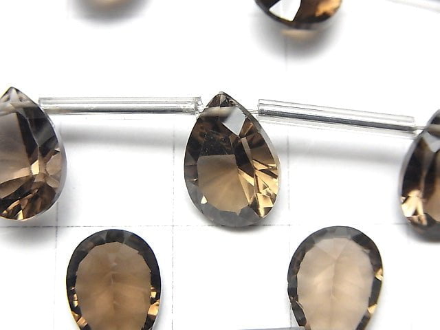 [Video] High Quality Smoky Quartz AAA Pear shape  Concave Cut 12x8mm half or 1strand (8pcs )