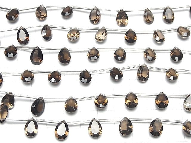 [Video] High Quality Smoky Quartz AAA Pear shape  Concave Cut 12x8mm half or 1strand (8pcs )