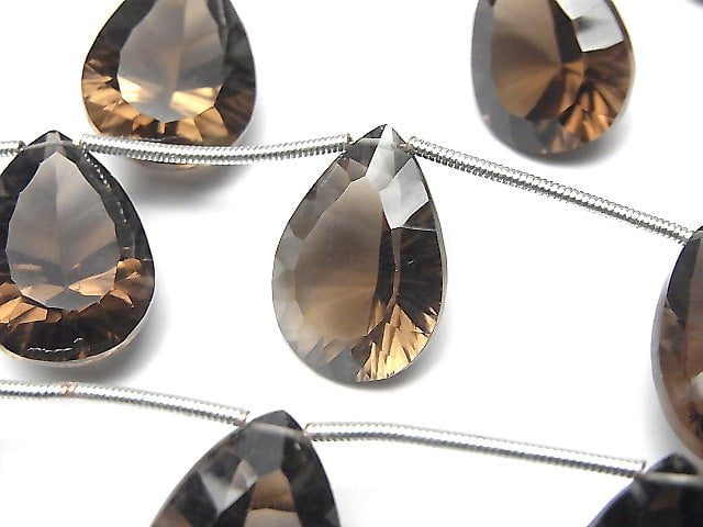 [Video] High Quality Smoky Quartz AAA Pear shape  Concave Cut 18x13mm 1strand (5pcs )