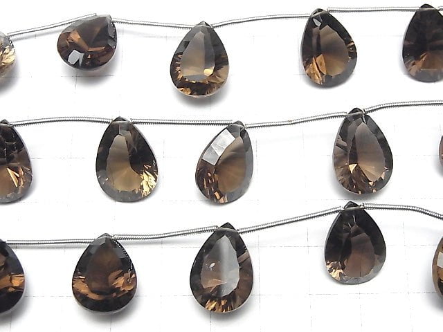 [Video] High Quality Smoky Quartz AAA Pear shape  Concave Cut 18x13mm 1strand (5pcs )