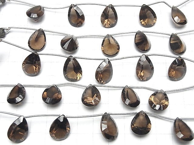 [Video] High Quality Smoky Quartz AAA Pear shape  Concave Cut 18x13mm 1strand (5pcs )