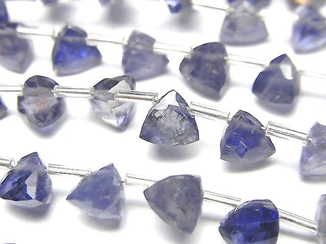 [Video] High Quality Iolite AA++ 3D Triangle Cut 6x6x6mm 1strand (18pcs )