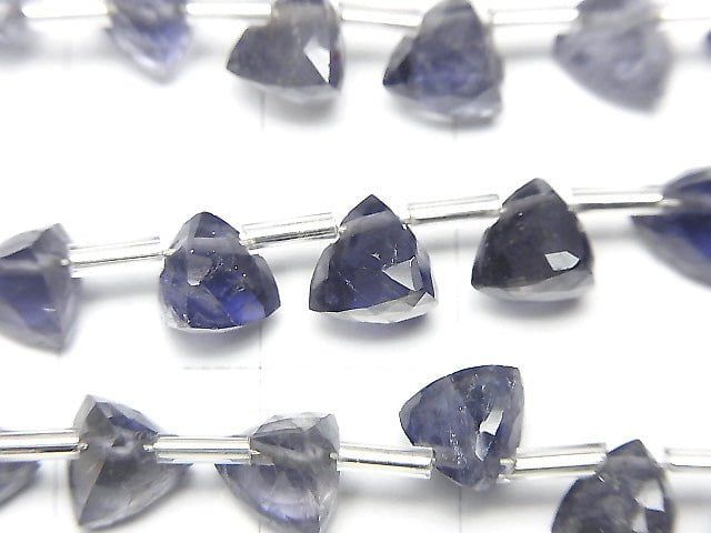 [Video] High Quality Iolite AA++ 3D Triangle Cut 6x6x6mm 1strand (18pcs )