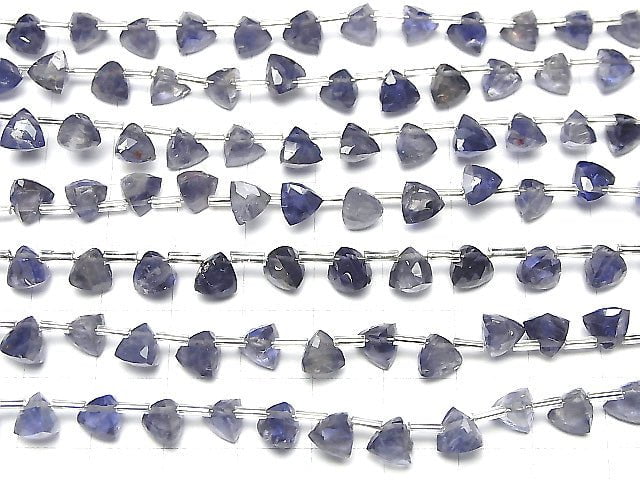 [Video] High Quality Iolite AA++ 3D Triangle Cut 6x6x6mm 1strand (18pcs )