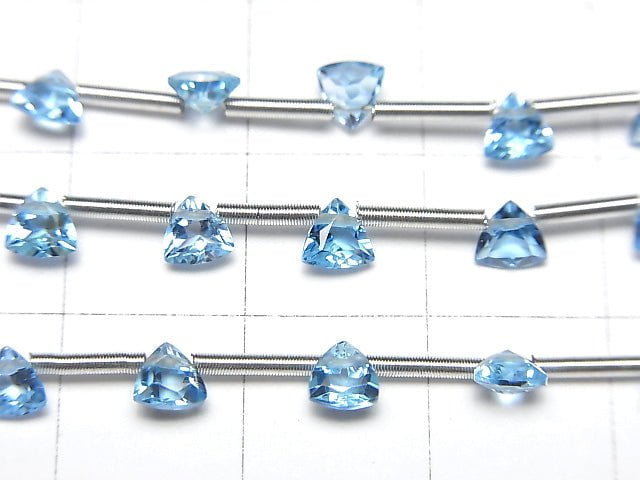 [Video] High Quality Swiss Blue Topaz AAA- Triangle Faceted 4x4mm 1strand (18pcs)